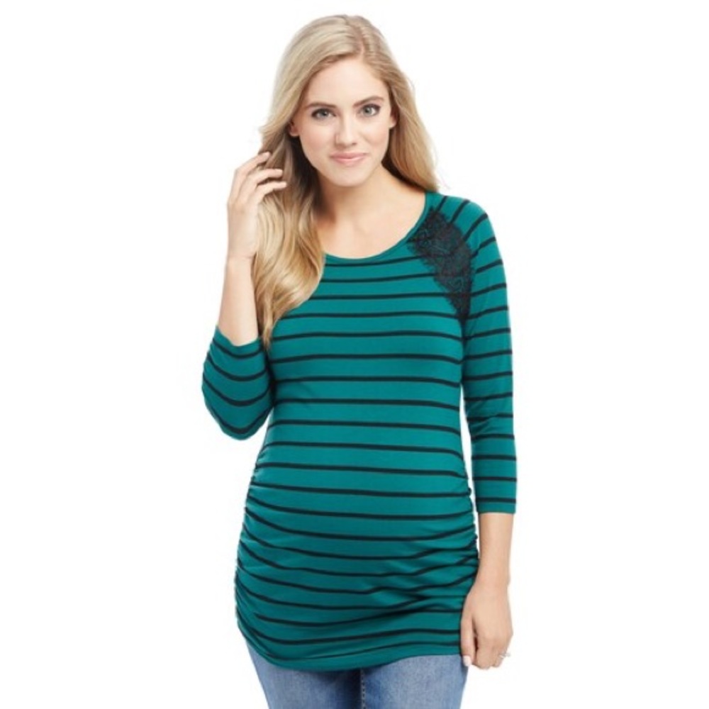 Maternity Striped Lace Top